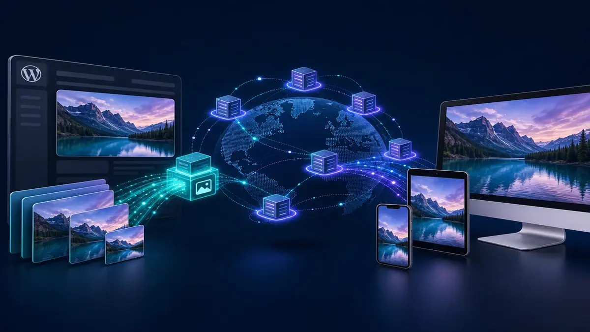 Responsive image delivery through an image CDN to desktop, tablet, and phone
